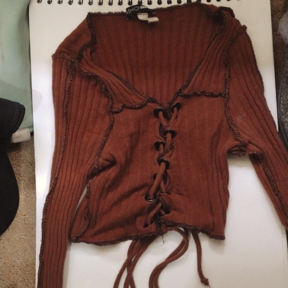 Burnt orange lace up top